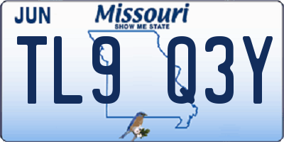 MO license plate TL9Q3Y