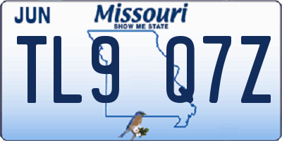 MO license plate TL9Q7Z