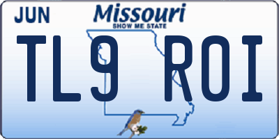 MO license plate TL9R0I