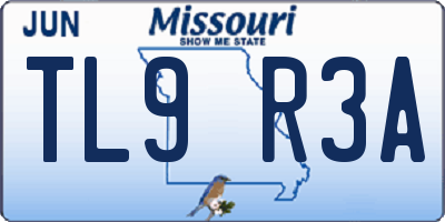 MO license plate TL9R3A
