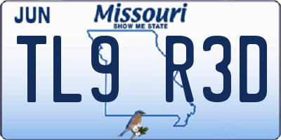 MO license plate TL9R3D