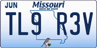 MO license plate TL9R3V