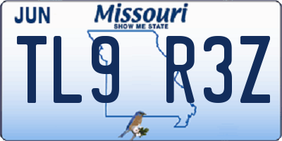 MO license plate TL9R3Z