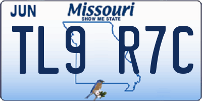 MO license plate TL9R7C