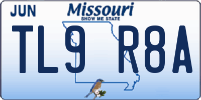 MO license plate TL9R8A
