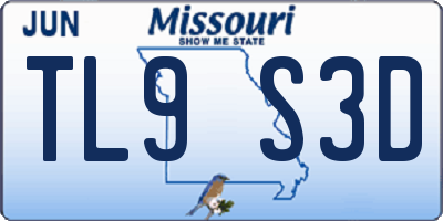 MO license plate TL9S3D