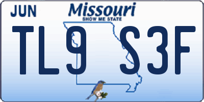 MO license plate TL9S3F