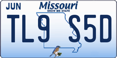 MO license plate TL9S5D