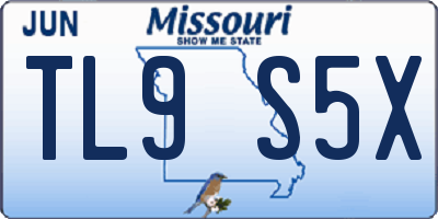 MO license plate TL9S5X