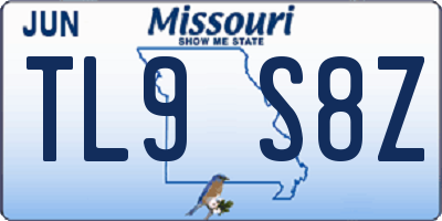 MO license plate TL9S8Z