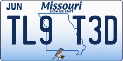 MO license plate TL9T3D