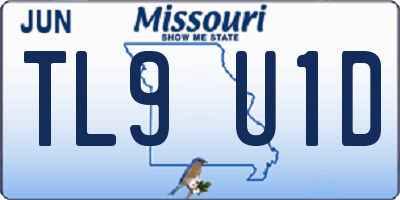 MO license plate TL9U1D