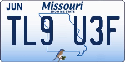 MO license plate TL9U3F