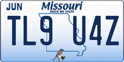 MO license plate TL9U4Z