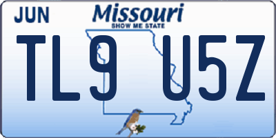 MO license plate TL9U5Z