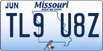 MO license plate TL9U8Z