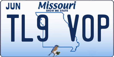 MO license plate TL9V0P