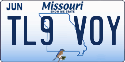 MO license plate TL9V0Y