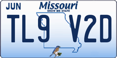 MO license plate TL9V2D