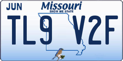 MO license plate TL9V2F