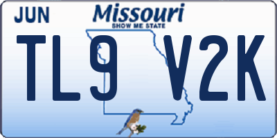 MO license plate TL9V2K
