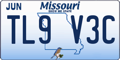 MO license plate TL9V3C