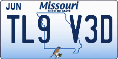 MO license plate TL9V3D