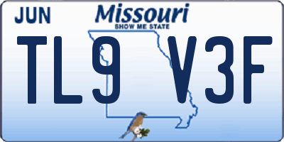 MO license plate TL9V3F