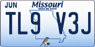 MO license plate TL9V3J