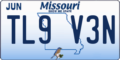 MO license plate TL9V3N