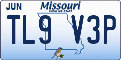 MO license plate TL9V3P