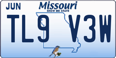 MO license plate TL9V3W