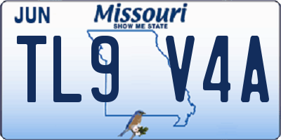 MO license plate TL9V4A
