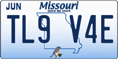 MO license plate TL9V4E