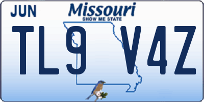 MO license plate TL9V4Z