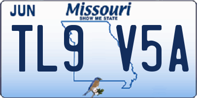 MO license plate TL9V5A