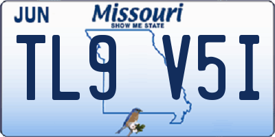 MO license plate TL9V5I