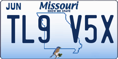 MO license plate TL9V5X