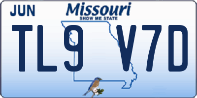 MO license plate TL9V7D