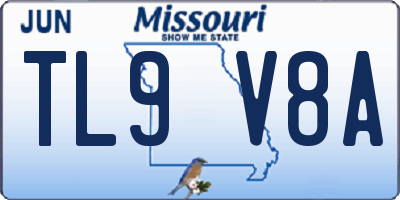 MO license plate TL9V8A