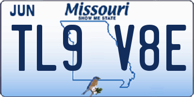 MO license plate TL9V8E