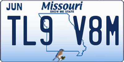 MO license plate TL9V8M