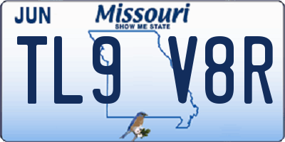MO license plate TL9V8R