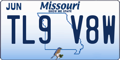 MO license plate TL9V8W