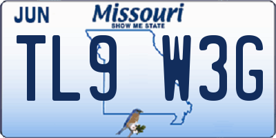 MO license plate TL9W3G