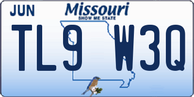MO license plate TL9W3Q