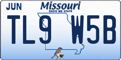 MO license plate TL9W5B