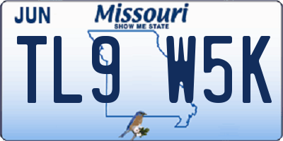 MO license plate TL9W5K