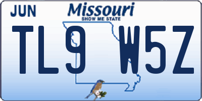MO license plate TL9W5Z