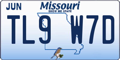 MO license plate TL9W7D